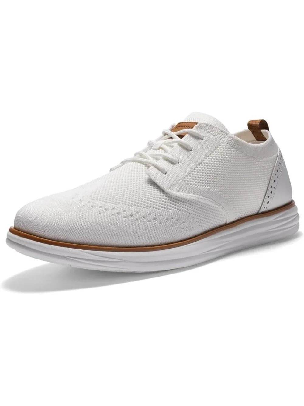 Men's White Knit Mesh Dress Sneakers Lace Up Casual Walking Oxford Shoes - Picture 1 of 6